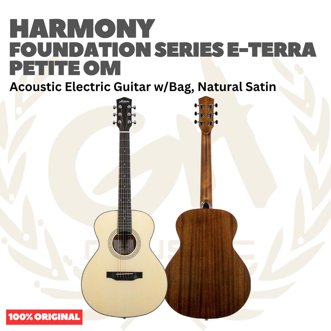 Harmony Foundation Series e-Terra Petite OM Acoustic Guitar w/Bag - Gitar Akustik Elektrik dengan Preamp