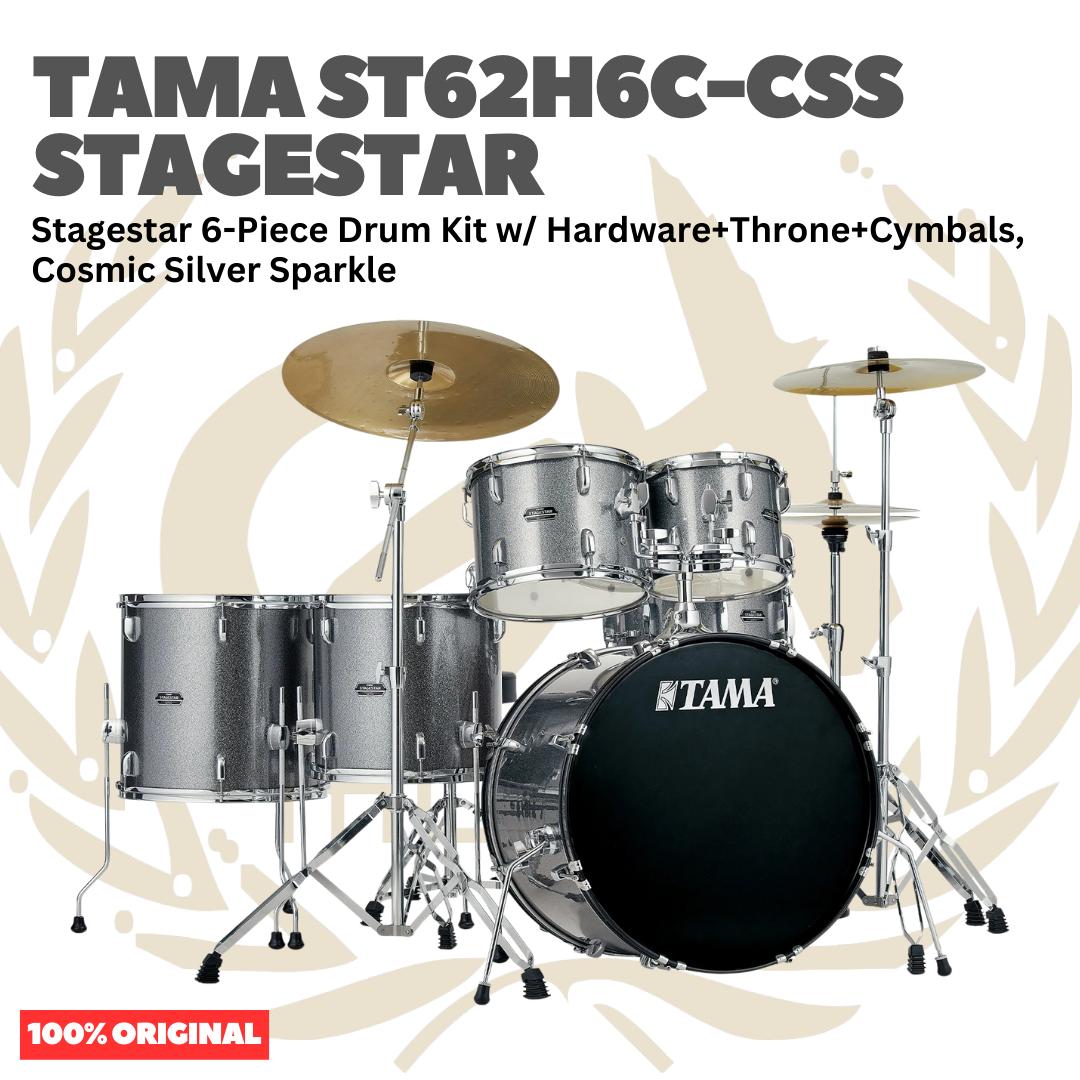 TAMA ST62H6C STAGESTAR 6-PIECE DRUM KIT W/ HARDWARE+THRONE+CYMBAL - Akustik Drum Set Lengkap