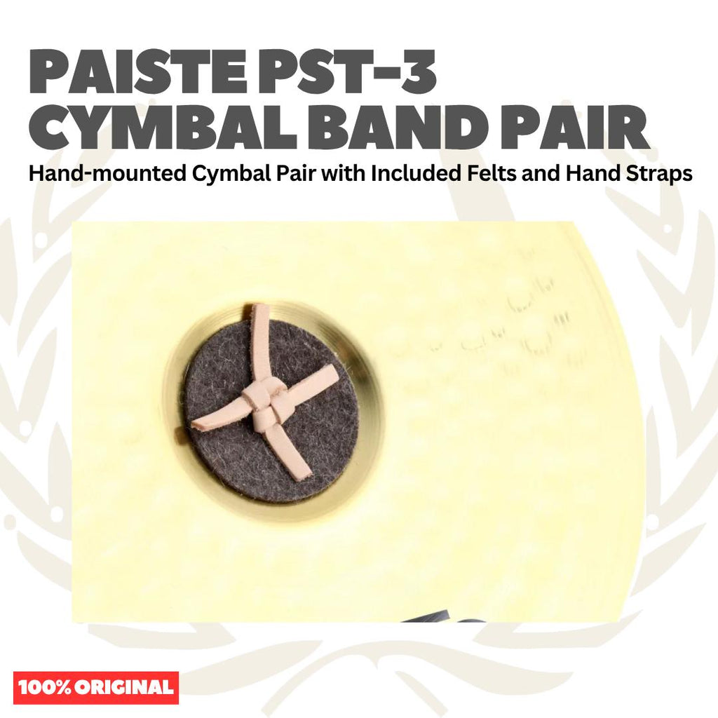 Paiste PST-3 Cymbal Band Pair Hand-mounted Cymbal Pair with Included Felts and Hand Straps - Simbal Drum