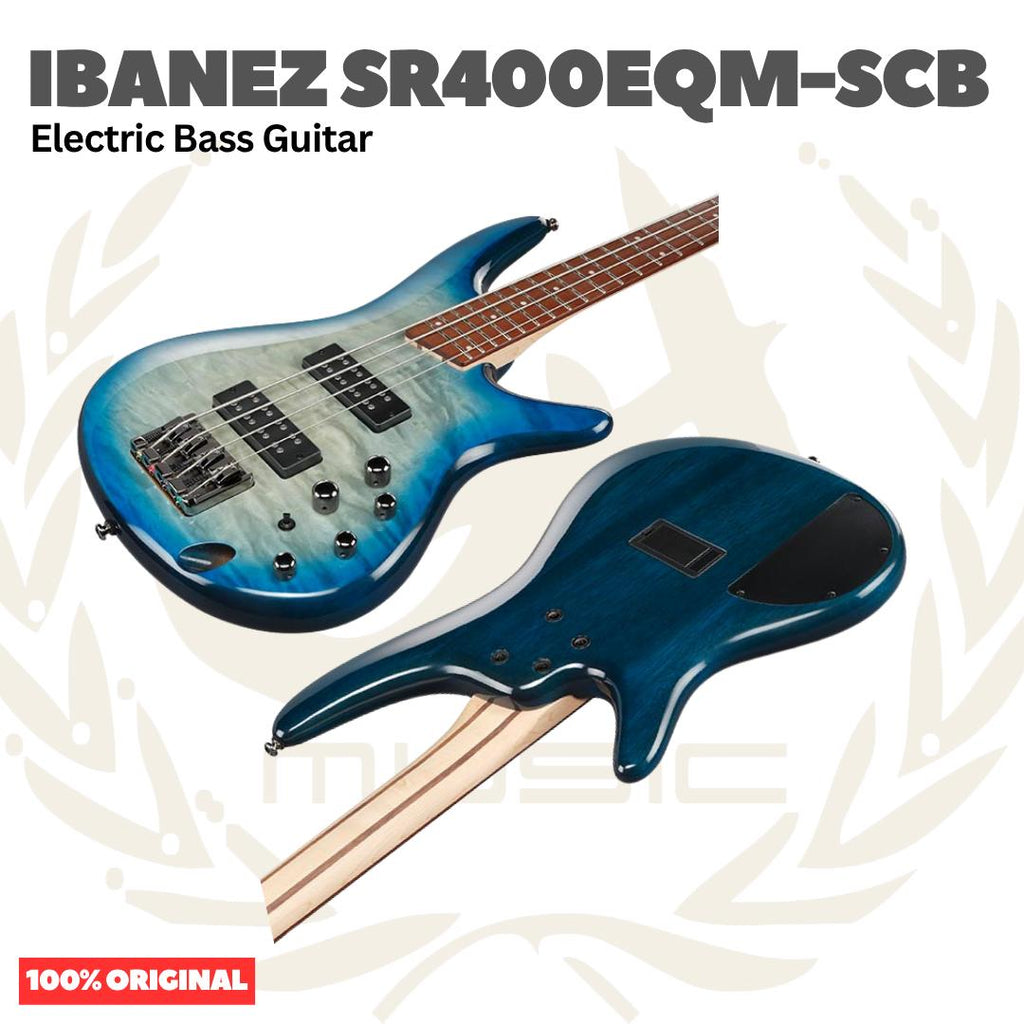 Ibanez SR400EQM-SCB 4-String Electric Bass Guitar, Stained Cosmic Blue Starburst - Bass Listrik Elektrik