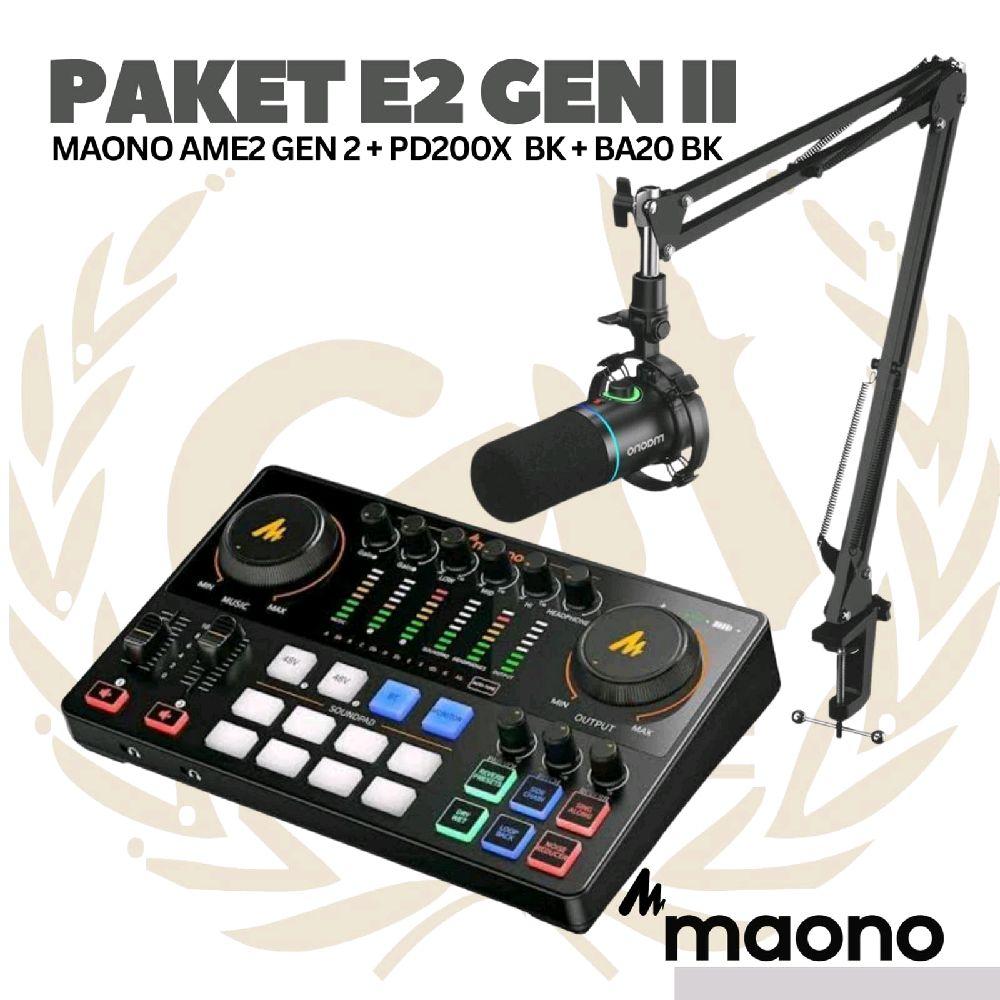 PAKET MAONO E2 GEN 2 - Maono Ame2 Gen II - 1 MIC - Podcast Streaming Recording