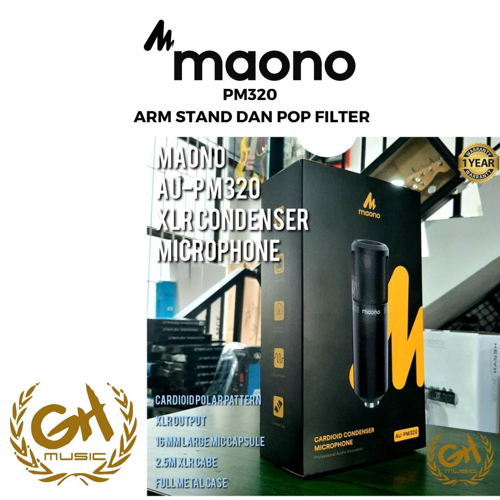 MAONO PM320, ARM STAND DAN POP FILTER