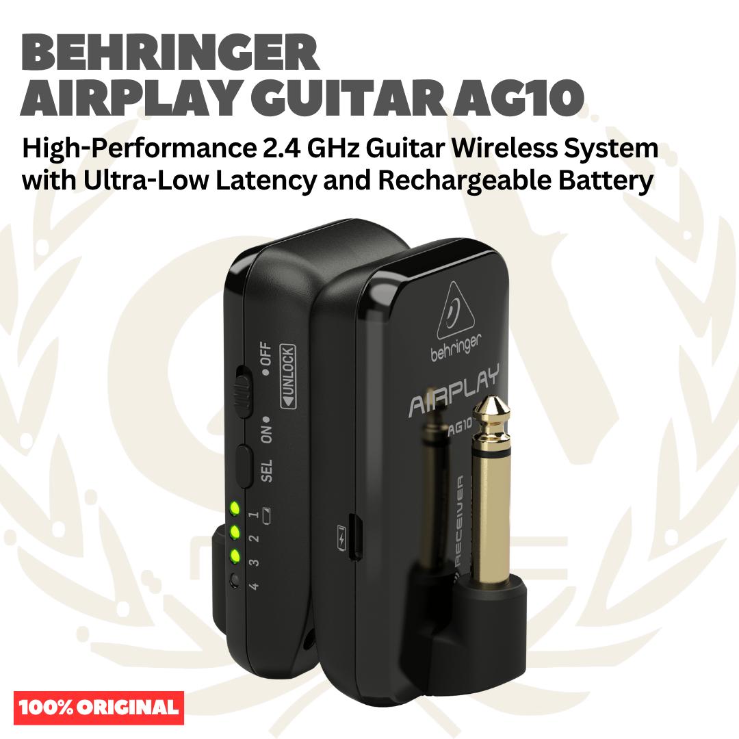Behringer Airplay Guitar AG10 High-Performance 2.4 GHz Guitar Wireless System with Ultra-Low Latency and Rechargeable Battery - Wireless Gitar
