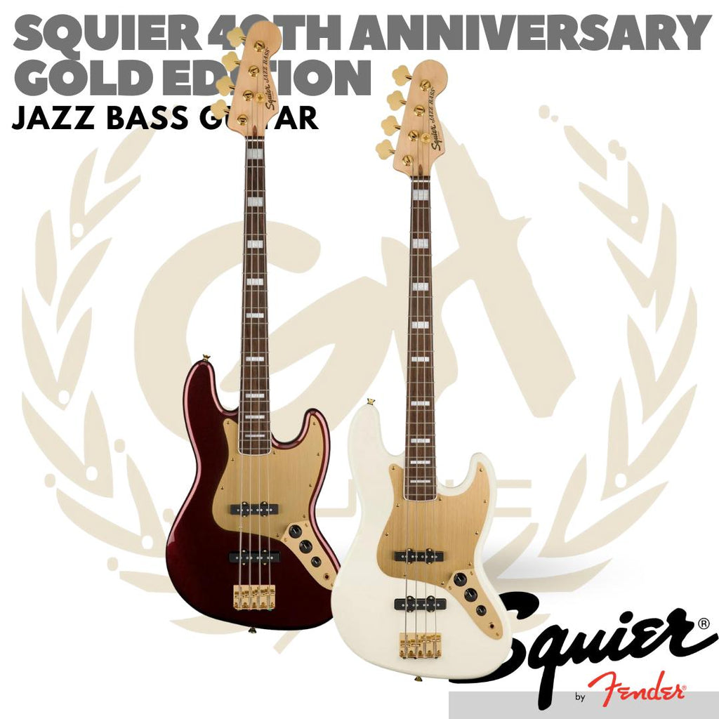 Squier 40th Anniversary Gold Edition Jazz Bass Guitar - BASS ELEKTRIK