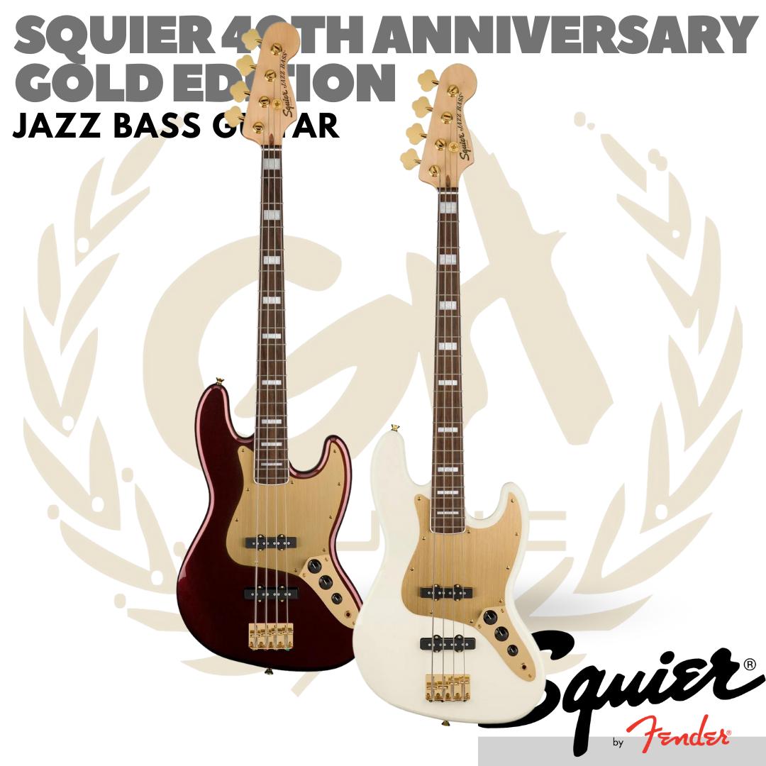 Squier 40th Anniversary Gold Edition Jazz Bass Guitar - BASS ELEKTRIK