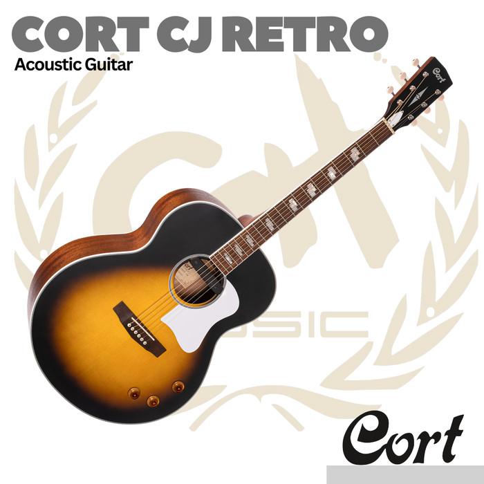 Cort CJ-Retro Jumbo Acoustic Guitar w/Gig Bag - Gitar Akustik
