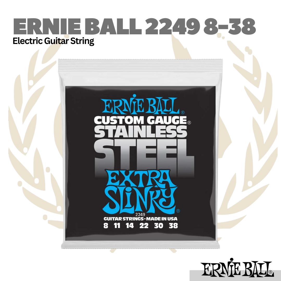 Ernie Ball 2249 Extra Slinky Stainless Steel Wound Electric Guitar Strings, 8-38