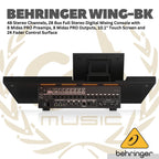 Behringer Wing-BK 48 Channel Full Stereo Digital Audio Mixer - 28 Bus Full Stereo Digital Mixing Console 24 Fader Control Surface Touch Screen