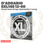 D'Addario EXL148 12-60 Nickel Wound, Optimized for C Tuning, Electric Guitar Strings - Senar Gitar Listrik Elektrik EXL 148