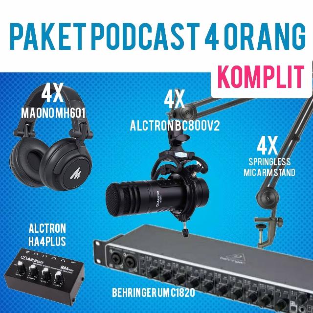PAKET PODCAST 4 ORANG KOMPLIT BEHRINGER UMC1820, MAONO MH601 PLUS MIC