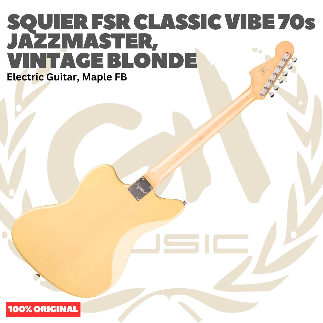 Squier FSR Classic Vibe 70s Jazzmaster Electric Guitar, Maple FB, Vintage Blonde - Gitar Listrik Elektrik Original Asli