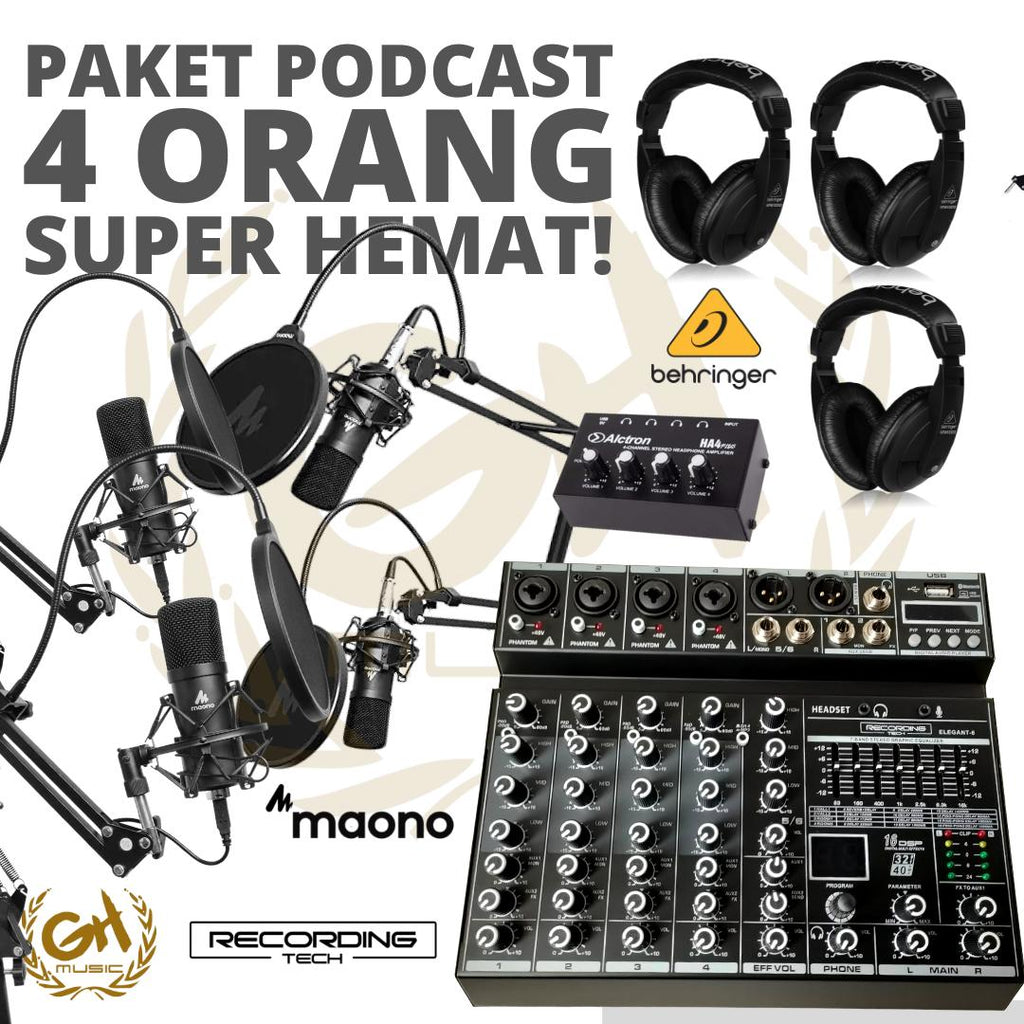 PAKET PODCAST 4 ORANG MURAH BERKUALITAS MAONO A03 + RT ELEGANT 6