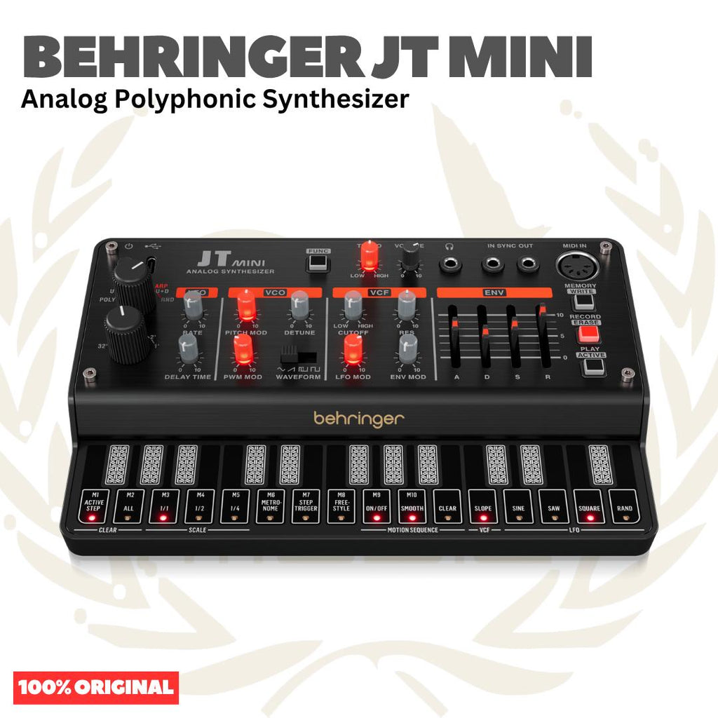 Behringer JT MINI Analog Polyphonic Synthesizer with 3 VCOs, Multi-Mode VCF, Arpeggiator and 16-Step Motion Sequencer