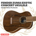 Fender Zuma Exotic Concert Ukulele, Walnut FB - Ukulele 4-Senar Original Asli