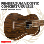 Fender Zuma Exotic Concert Ukulele, Walnut FB - Ukulele 4-Senar Original Asli