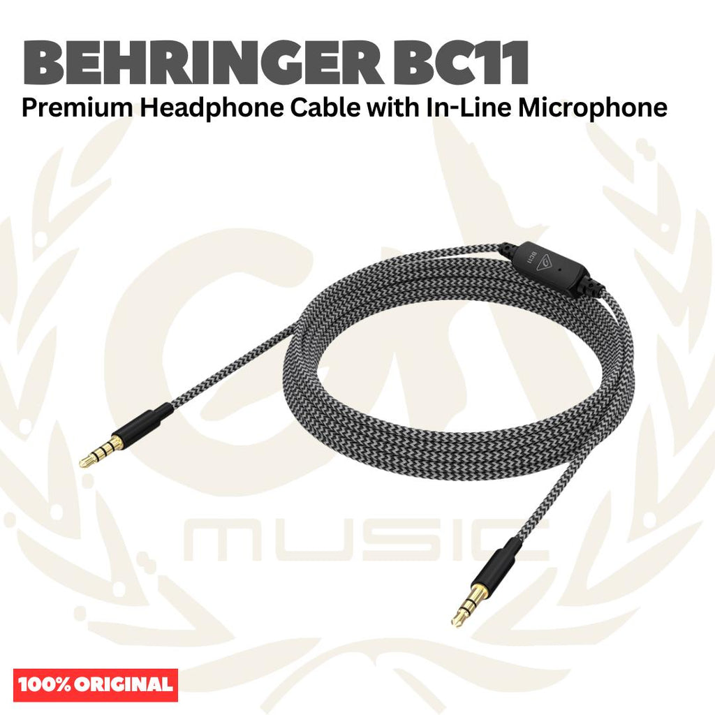 Behringer BC11 Premium Headphone Cable with in-Line Microphone - Kabel Jack Headphone TRS to TRRS