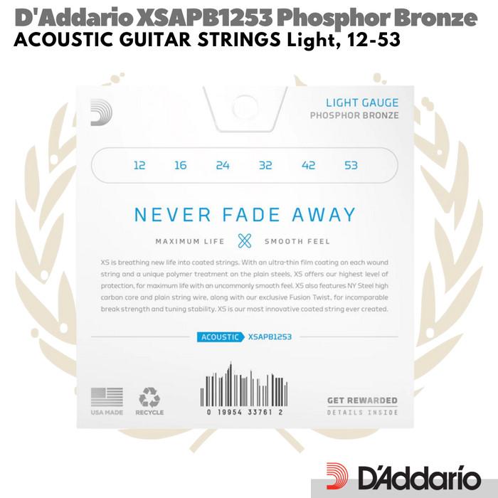 D'Addario XSAPB1253 Phosphor Bronze Light | Senar Gitar Akustik 12 53