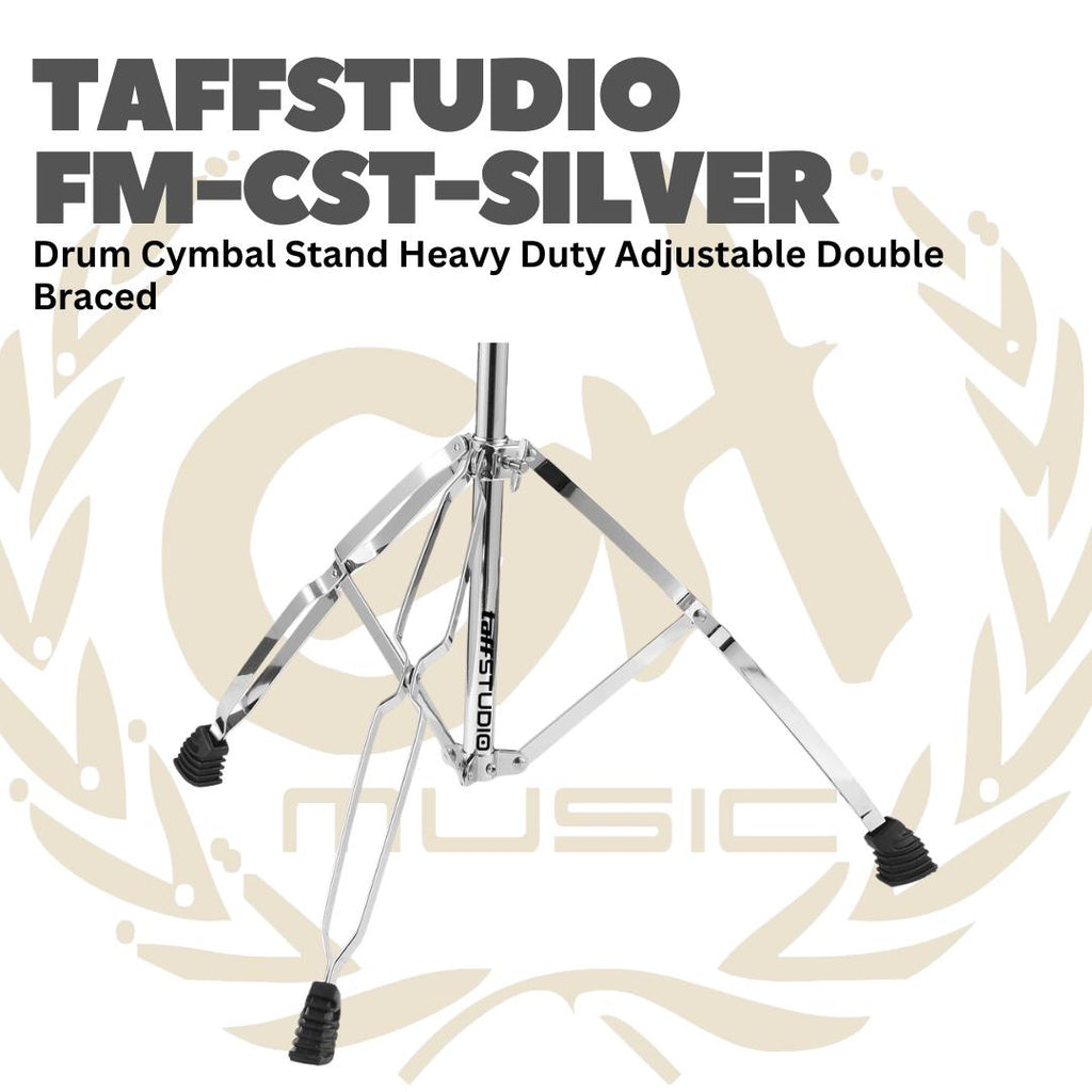 FM-CST Drum Cymbal Stand Heavy Duty Adjustable Double Braced - FM CST Stand Simbal Drum TAFF STUDIO FMCST SILVER
