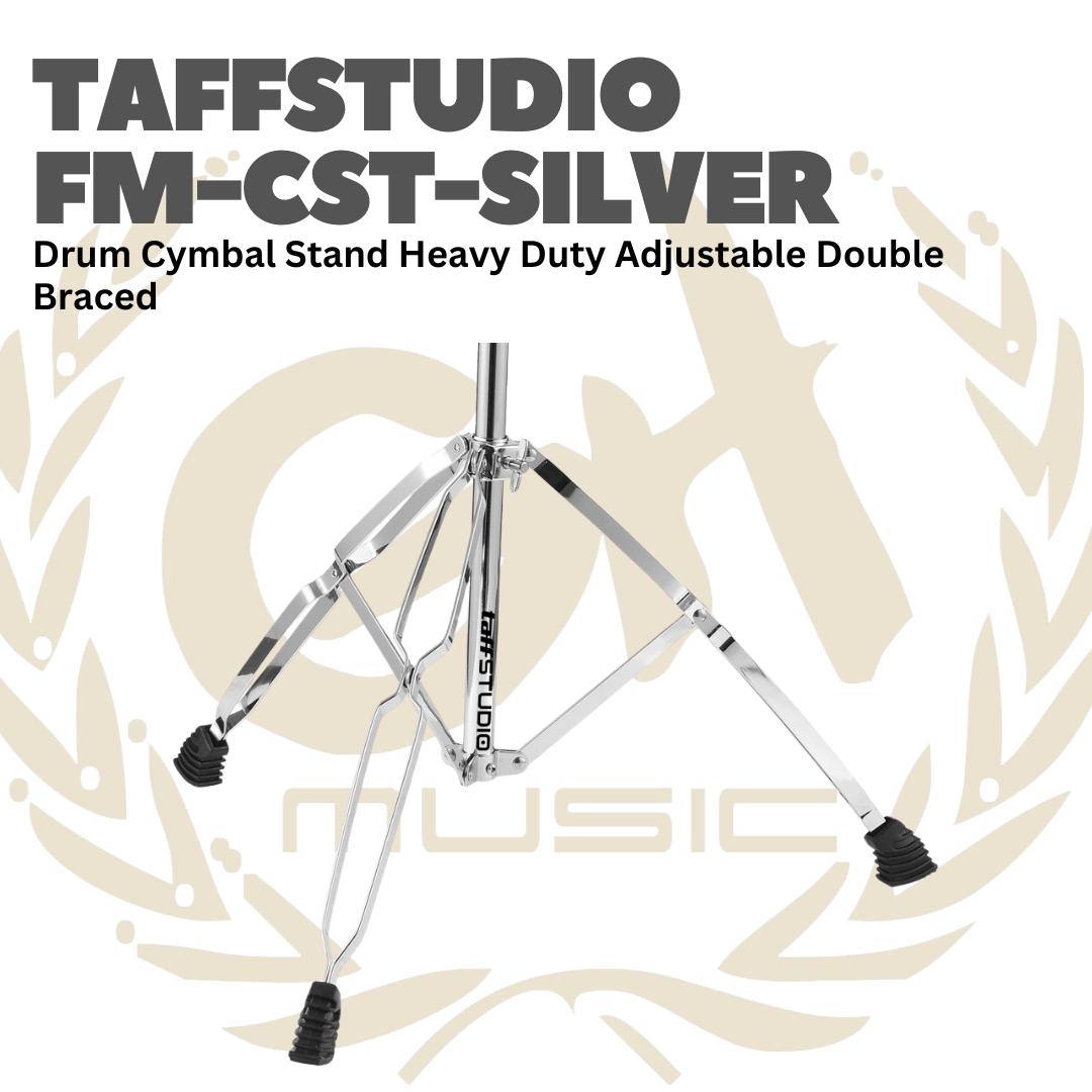FM-CST Drum Cymbal Stand Heavy Duty Adjustable Double Braced - FM CST Stand Simbal Drum TAFF STUDIO FMCST SILVER