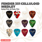 Fender 351 Celluloid Medley Guitar Pick, 12-Pack, - Pick Gitar Bass