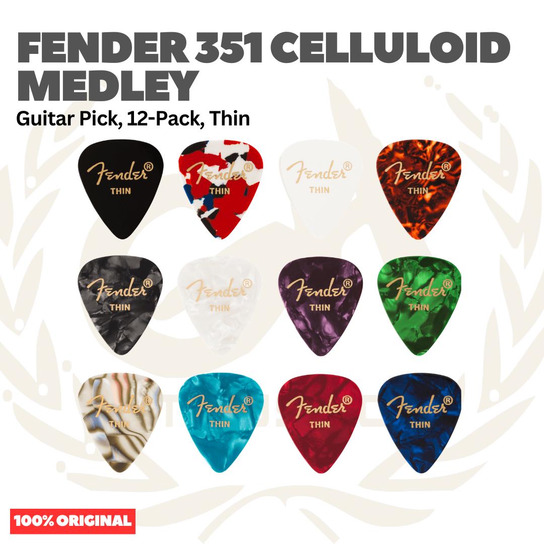 Fender 351 Celluloid Medley Guitar Pick, 12-Pack, - Pick Gitar Bass