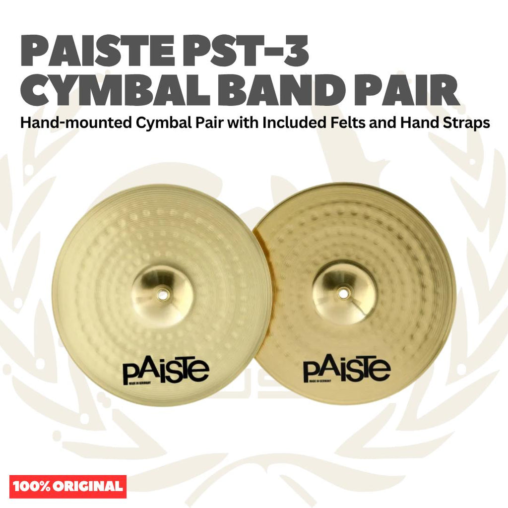 Paiste PST-3 Cymbal Band Pair Hand-mounted Cymbal Pair with Included Felts and Hand Straps - Simbal Drum