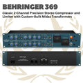 Behringer 369 Classic 2-Channel Precision Stereo Compressor and Limiter with Custom-Built Midas Transformers - Compressor & Limiter Stereo untuk Mic