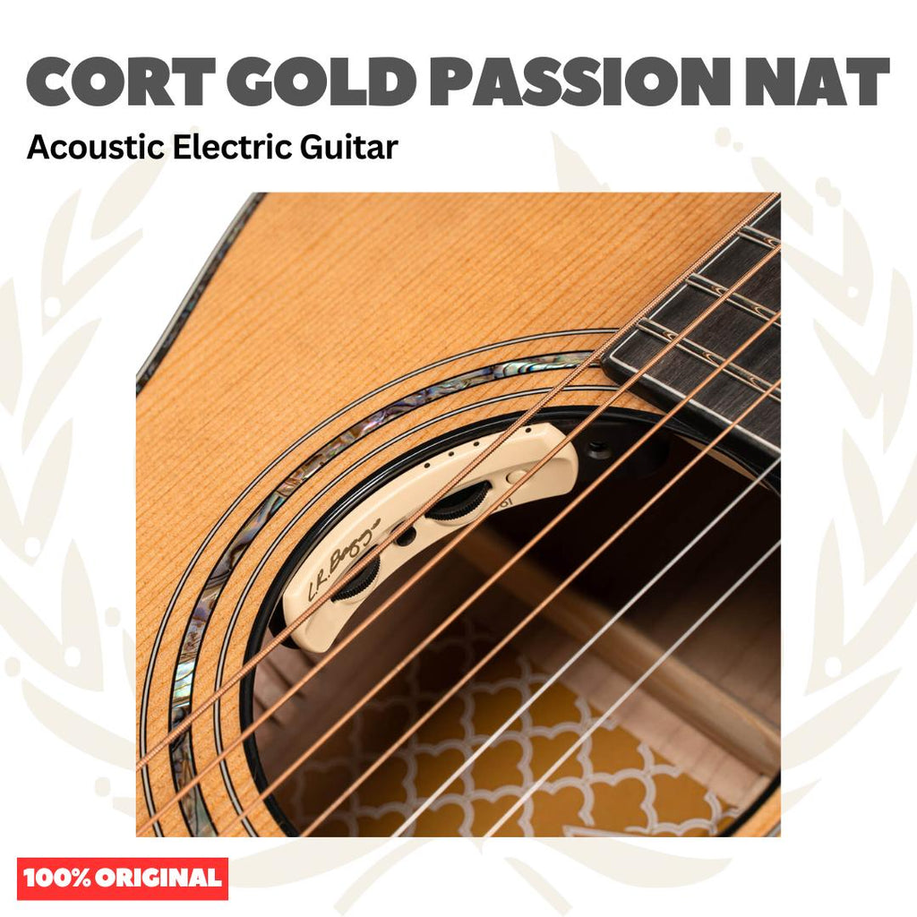 Cort Gold Passion Acoustic Electric Guitar w/Case, Natural - Gitar Akustik Elektrik