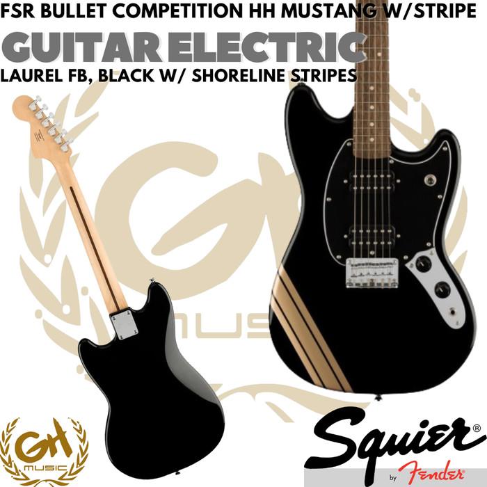 Squier FSR Bullet Competition HH Mustang with Stripes, Electric Guitar