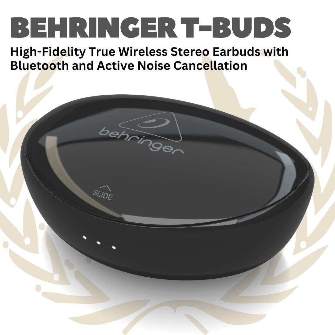 Behringer T-BUDS High-Fidelity True Wireless Stereo Earbuds with Bluetooth and Active Noise Cancellation - T BUDS Wireless Ear Buds Earphone Bluetooth TBUDS