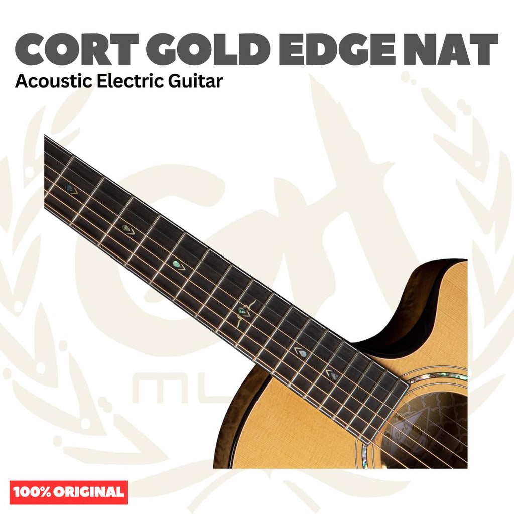 Cort Gold Edge Acoustic Electric Guitar w/Case, Natural - Gitar Akustik Elektrik