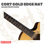 Cort Gold Edge Acoustic Electric Guitar w/Case, Natural - Gitar Akustik Elektrik