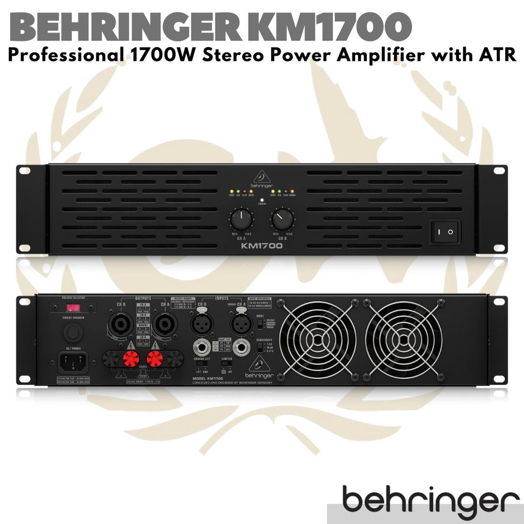 BEHRINGER KM1700 Professional 1700W Stereo Power Amplifier with ATR