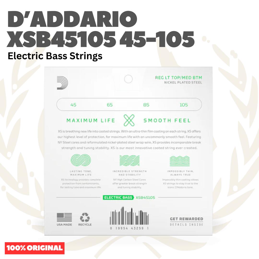 D'Addario XSB45105 45-105 Nickel Plated Steel Long Scale Electric Bass Strings - Senar Bass Listrik Elektrik Coated XSB-45105