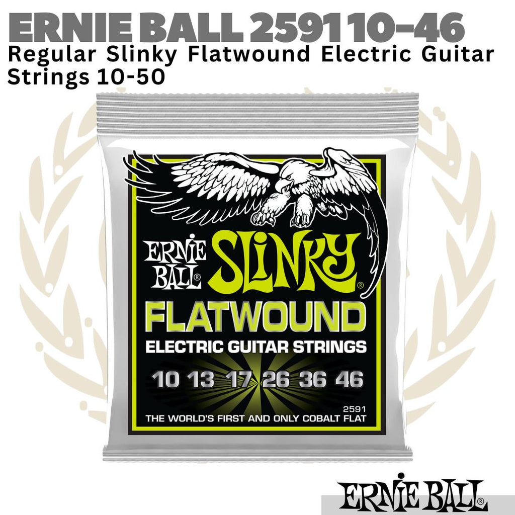 Ernie Ball 2591 Regular Slinky Flatwound Electric Guitar Strings 10-46