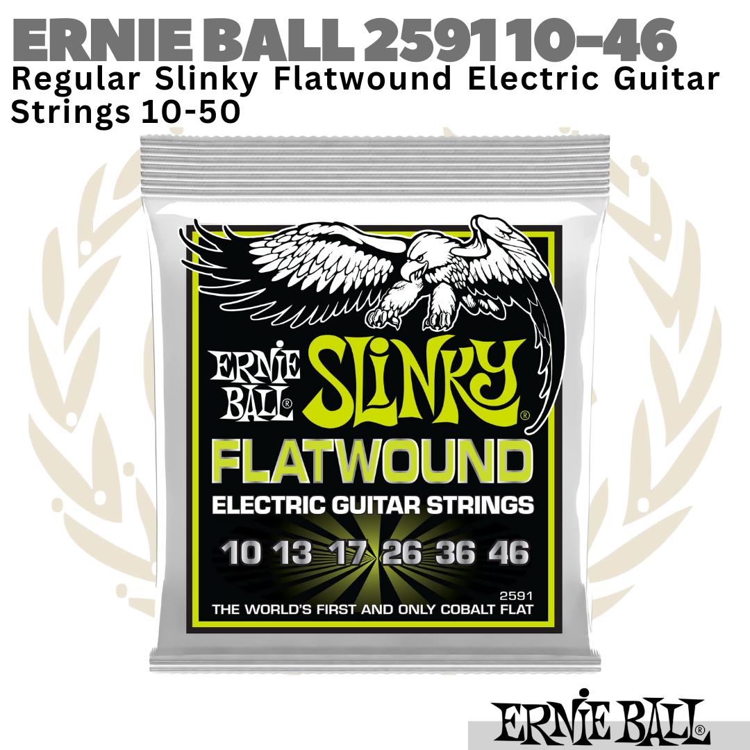 Ernie Ball 2591 Regular Slinky Flatwound Electric Guitar Strings 10-46
