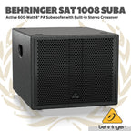 Behringer SAT 1008 SUBA Active 600-Watt 8" PA Subwoofer with Built-In Stereo Crossover