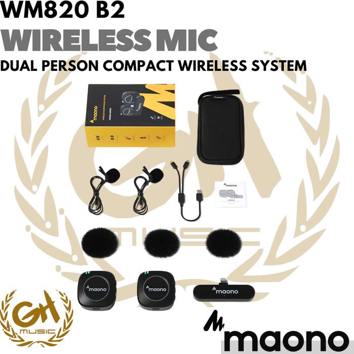 Maono WM820 B2 Dual Wireless Clip On Mic System for iphone / ipad