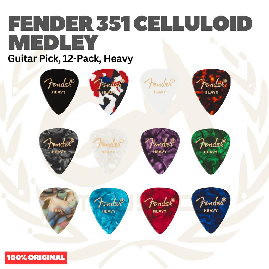 Fender 351 Celluloid Medley Guitar Pick, 12-Pack, - Pick Gitar Bass