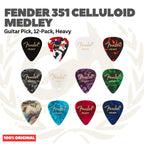 Fender 351 Celluloid Medley Guitar Pick, 12-Pack, - Pick Gitar Bass