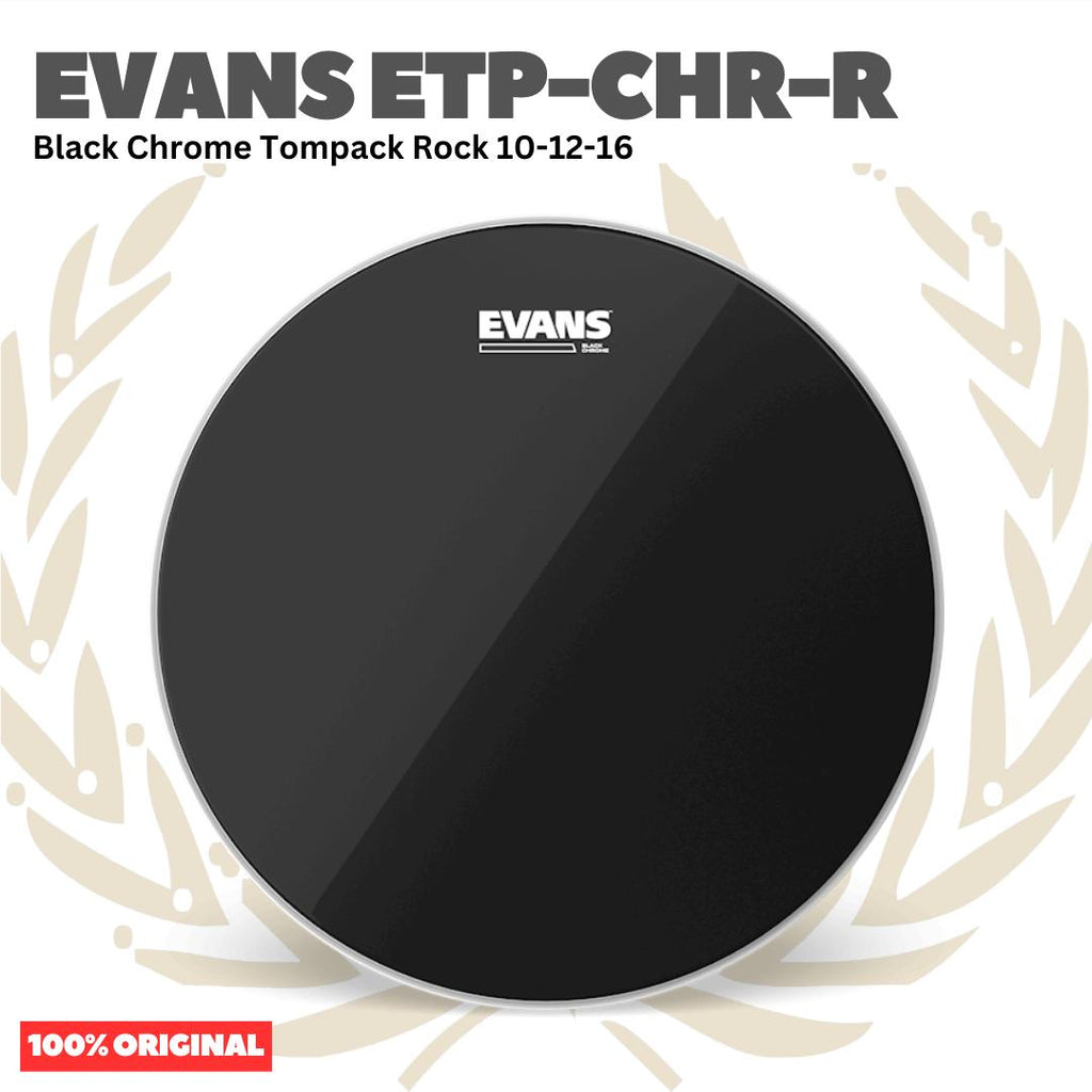 EVANS ETP-CHR-R Black Chrome Tom Drumhead Rock Tom Pack (10", 12", 16") - Membran Tom Drum Tompack Head Membran Original Asli