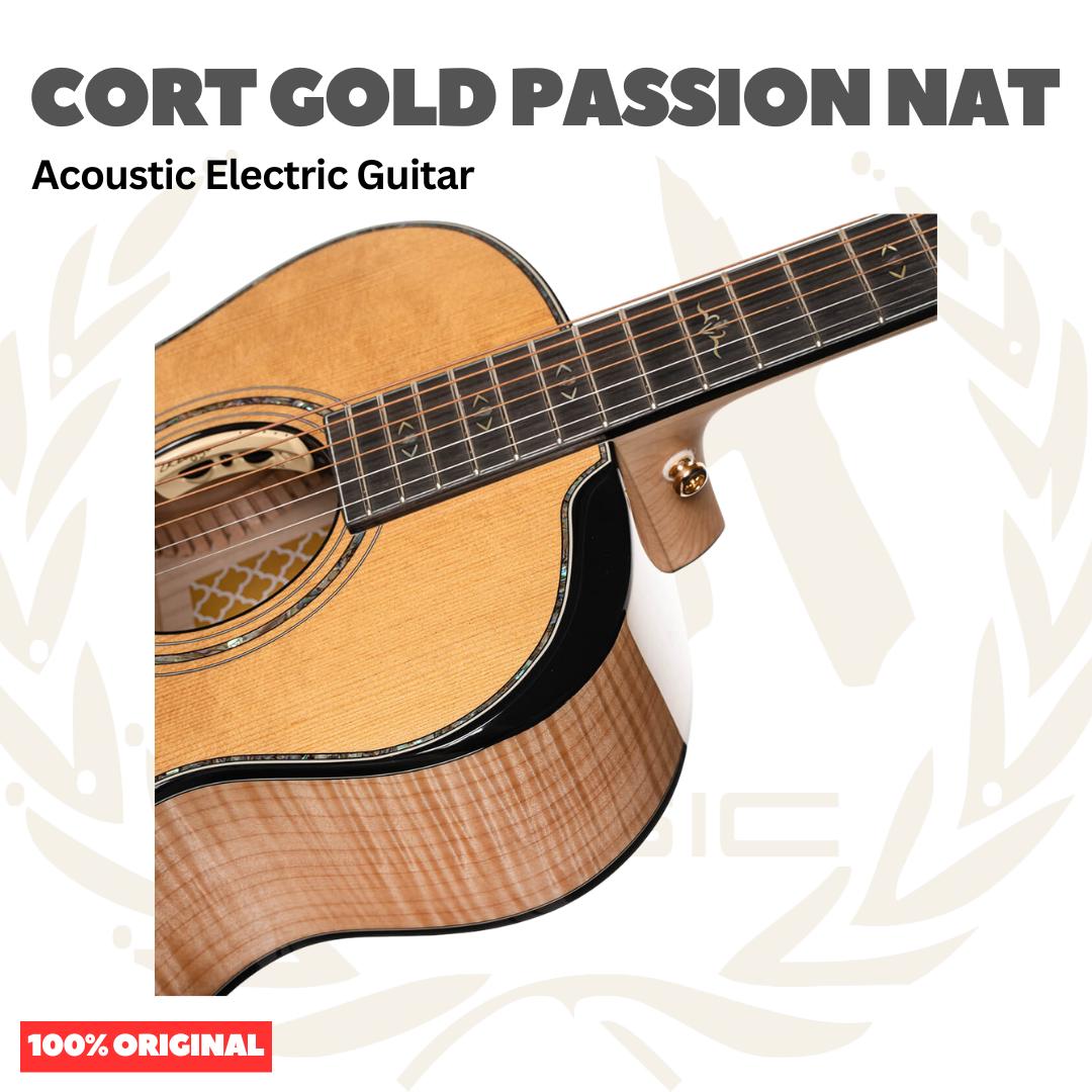 Cort Gold Passion Acoustic Electric Guitar w/Case, Natural - Gitar Akustik Elektrik