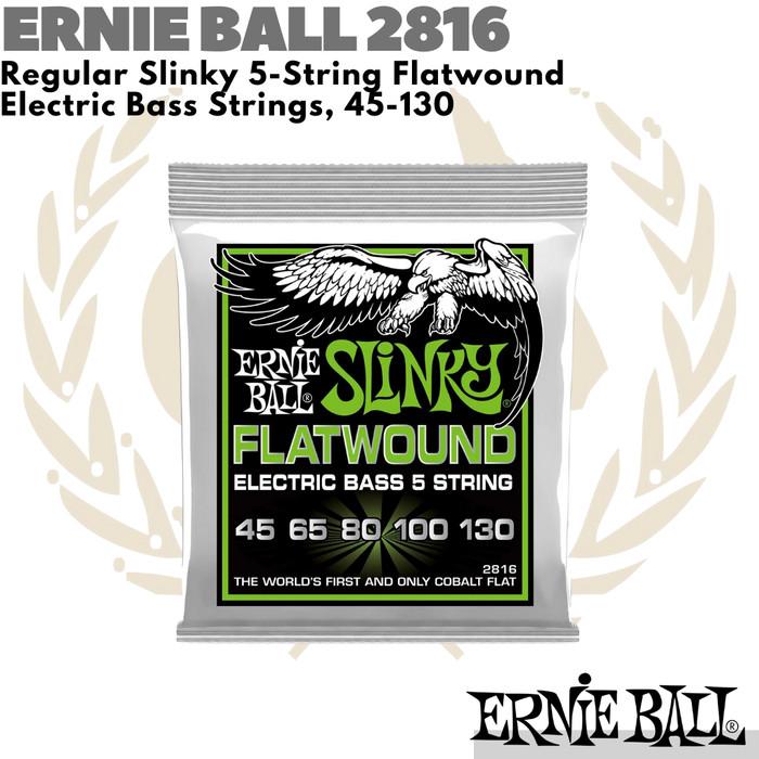 ERNIE BALL 2816 Regular Slinky 5-String Flatwound | Senar Bass 45-130