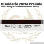 D'Addario J1014 Prelude Cello C String - 3/4 Size Medium Tension | Senar Cello Satuan