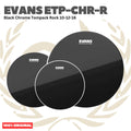 EVANS ETP-CHR-R Black Chrome Tom Drumhead Rock Tom Pack (10", 12", 16") - Membran Tom Drum Tompack Head Membran Original Asli