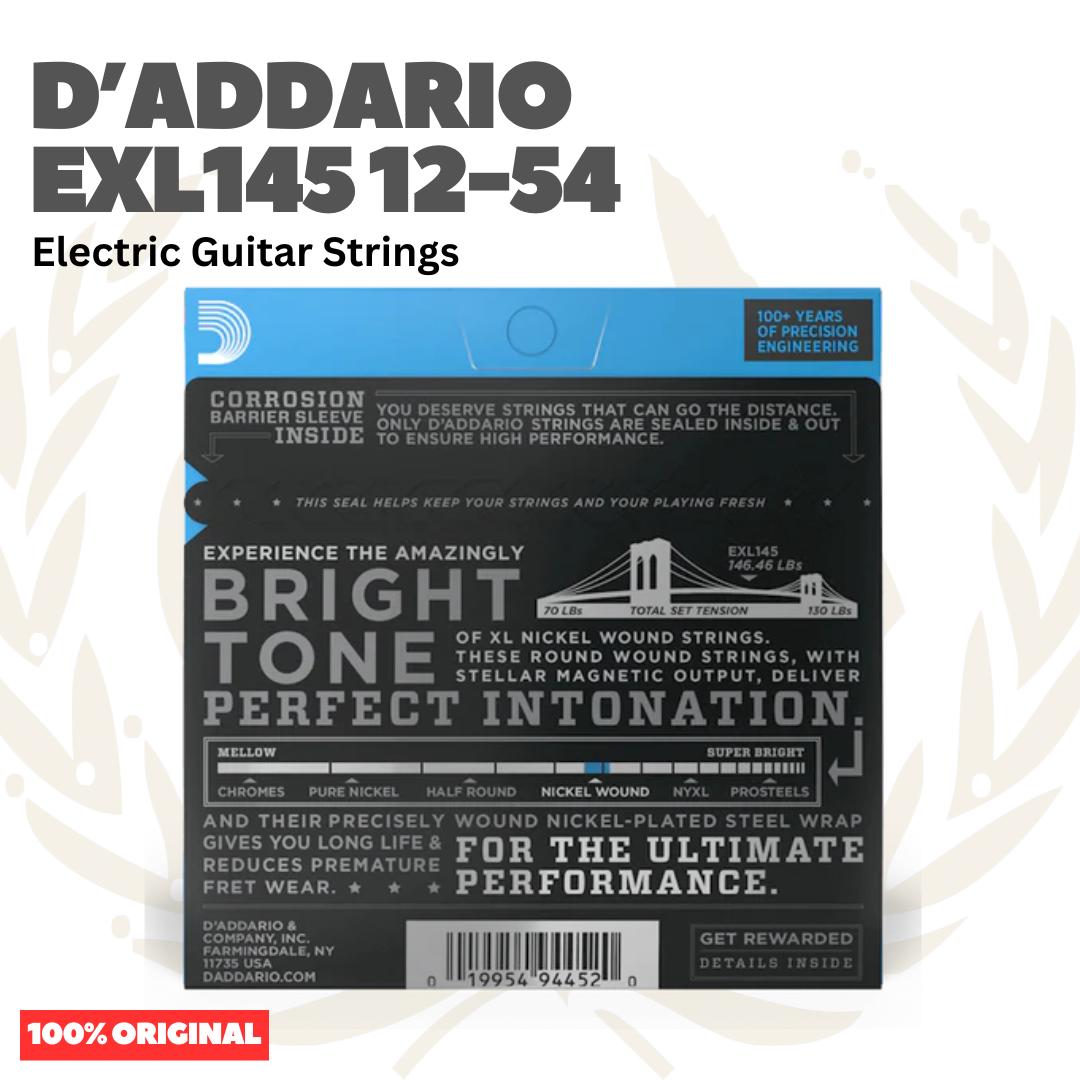 D'Addario EXL145 12-54 Nickel Wound, Heavy Plain 3rd, Electric Guitar Strings - Senar Gitar Listrik Elektrik EXL 145