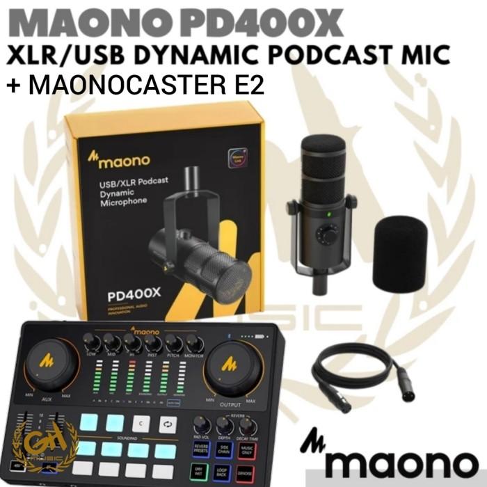 MAONO PD400X USB/XLR DYNAMIC PODCAST MICROPHONE - SOUND CARD MAONOCASTER E2 AME2
