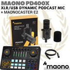 MAONO PD400X USB/XLR DYNAMIC PODCAST MICROPHONE - SOUND CARD MAONOCASTER E2 AME2