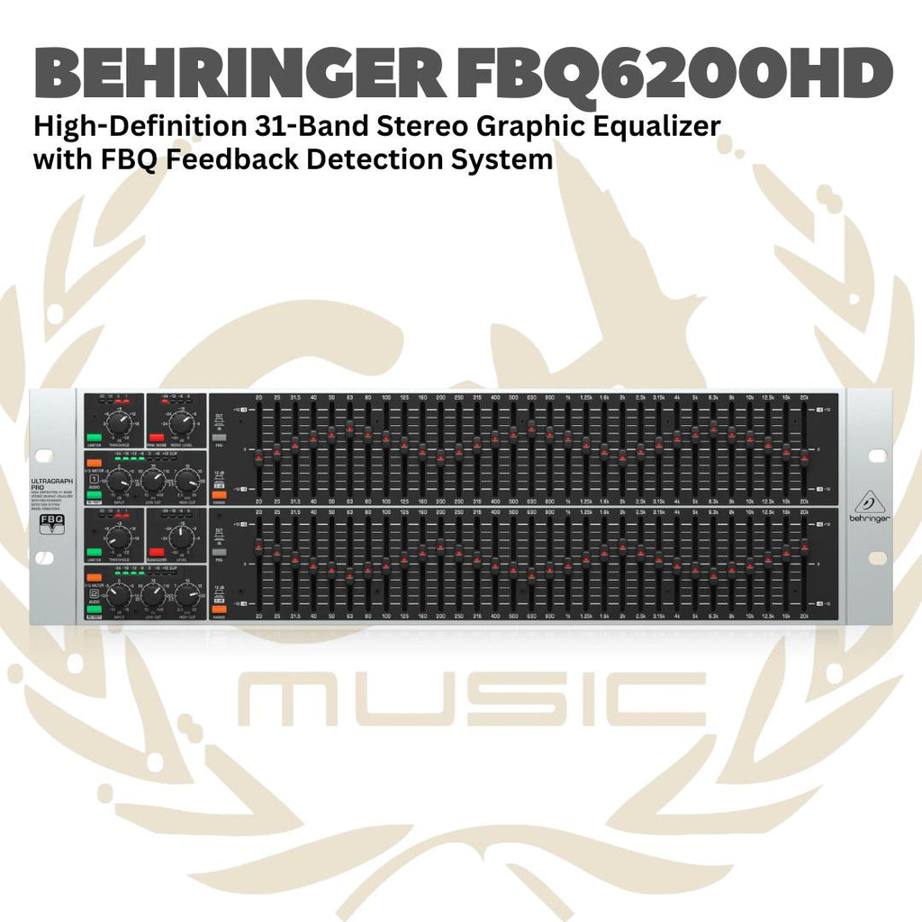 BEHRINGER ULTRAGRAPH PRO FBQ6200HD Stereo Graphic Equalizer with FBQ | FBQ-6200-HD