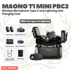 Maono Wave T1 MINI WM622 Wireless Microphone Type-C & Lightning with Charging Case - Mic Wireless untuk Content Creator & Live Streaming